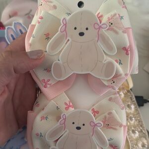 Pink and Cream Bunny Hair Bows